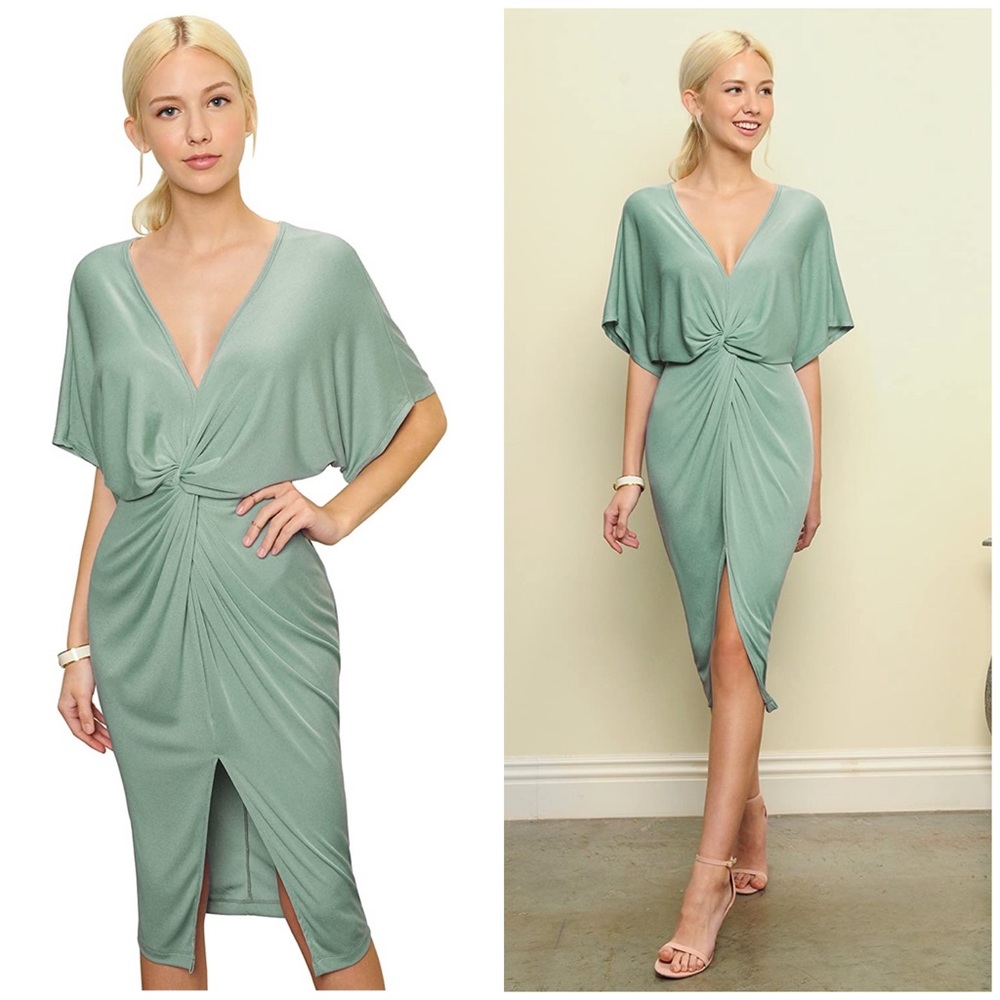 🆕 Retro Glam Twist Dress in Mint